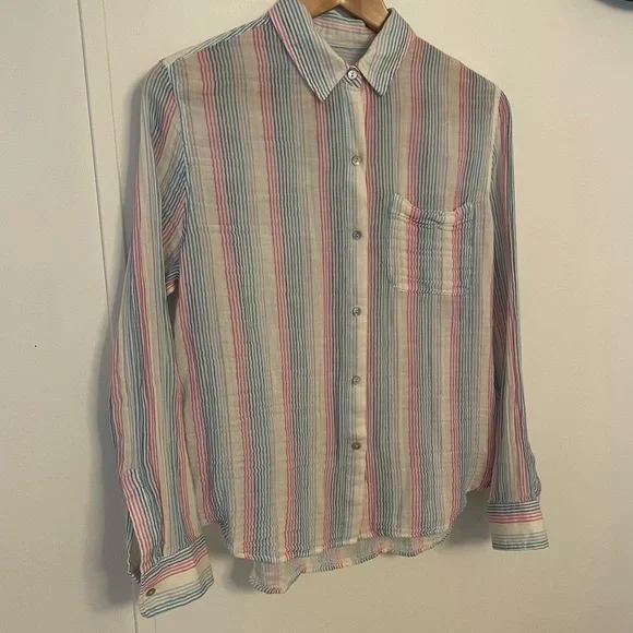 Rails Ellis Button-Down Shirt in Iris Stripe Size S 100% Cotton - Picture 5 of 9